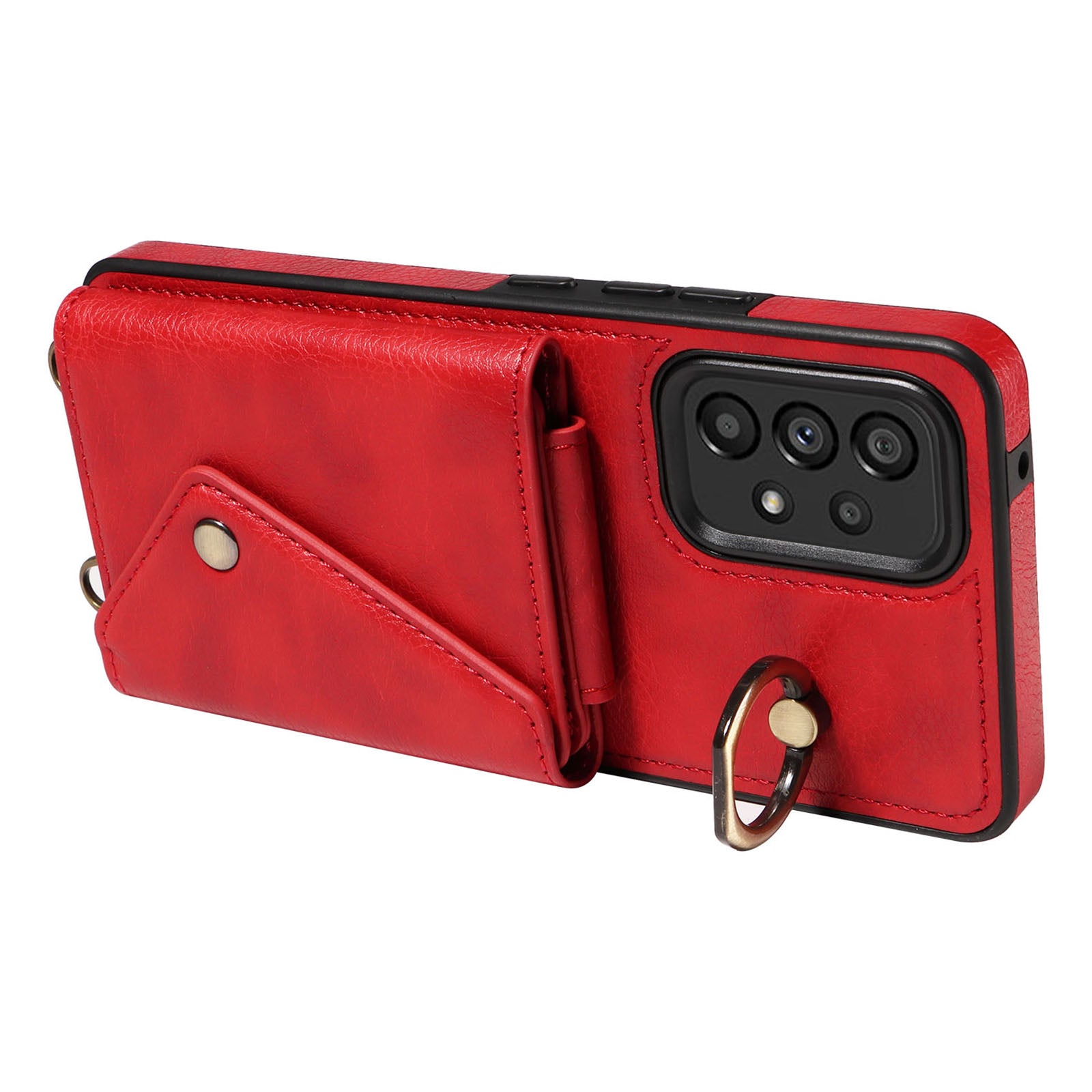 002 For Samsung Galaxy A53 5G Card Bag Cover Ring Kickstand Litchi Texture Leather TPU Phone Case with Shoulder Strap 002 For Samsung Galaxy A53 5G Card Bag Cover Ring Kickstand Litchi Texture Leather TPU Phone Case with Shoulder Strap